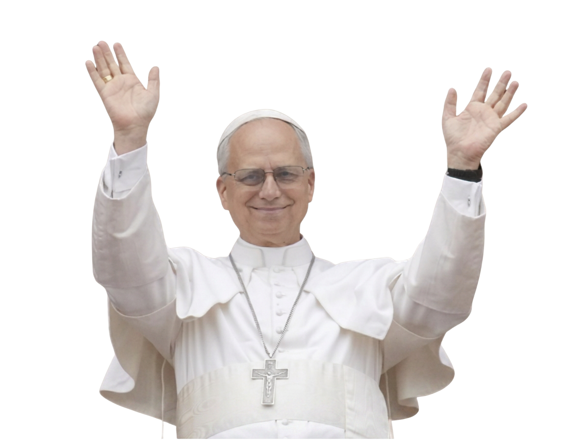 Pope with arms raised